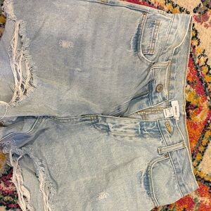 Distressed Light Blue Denim Shorts